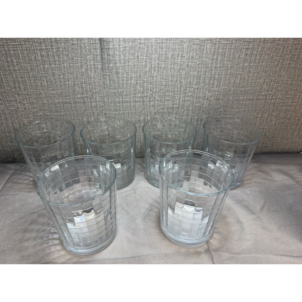 Pasabache Scotch Old Fashioned Clear Block Optic Turkish Juice Glasses - 6 VTG